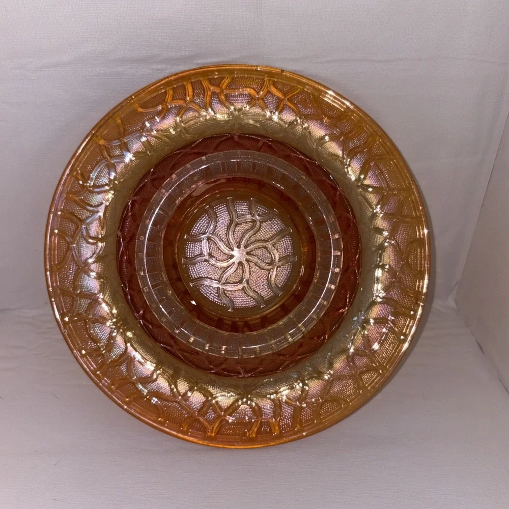 Vintage Imperial Marigold Carnival Glass Soda Gold Rolled Rim Bowl